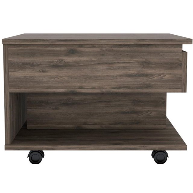 TUHOME Luanda Lift Top Coffee Table with Concealed Storage and Wheels, Brown