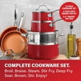 thumbnail image 3 of Gotham Steel 20-Piece Aluminum Ti-Ceramic Nonstick Cookware and Bakeware Set in Red, Pots and Pans Set, 3 of 9