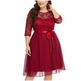 thumbnail image 1 of Womens Summer Dress  Neck Short Sleeve Lace Chiffon Plus Size Prom Dress Homecoming Dresses, 1 of 8