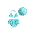 thumbnail image 1 of Gupgi 3Pcs Baby Girl Bikini Set 6 12 18 24 Months Infant Solid Color Swimsuits Halter Triangle Tops+Ruffle Bottoms+Sun Hat Bathing Suit Swimwear, 1 of 9