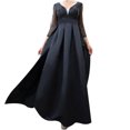 thumbnail image 2 of EGNMCR Robes de Soirée pour Femmes, Robes Formelles pour Femmes, Robes de Cocktail pour Femmes Mode Femmes Col en V Manches Mi-Longues Uni Paillettes Fente Haute Manches Longues Robe de Soirée Longue Robe de Cocktail Femmes Robe, 2 of 9