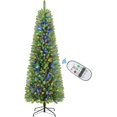 thumbnail image 2 of Alupssuc 4.5ft Premium Prelit Artificial Hinged Slim Pencil Christmas Tree w/ Remote Control, 100 Warm White & Multi-Color Lights, 2 of 7