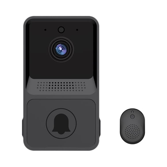 Sonnette Intelligente avec Carillon, Sonnette de Porte Sans Fil, Téléphone, Judas Vidéo Intelligent, Intercom, Audio Bidirectionnel, Surveillance, Sonnettes, Maison, Extérieur, Noir