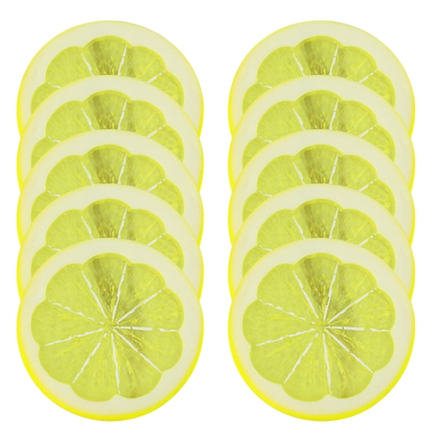 Leutsin Artificial Plastic Yellow Lemon Slice Realistic Lemon Fruit Decoration (10pc)