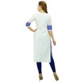 thumbnail image 1 of Phagun Kurta Droit de Designer Bleu pour Femme, Manches 3/4, Kurti Décontractée Imprimée-18, 1 of 1