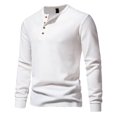 thumbnail image 2 of Yuyuzo Men Basic Tops Long Sleeve 1/4 Button Notch V Neck Cozy Fall Casual Shirts Blouse Solid Color, 2 of 5