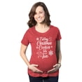 thumbnail image 1 of T-shirt de Maternité Mangeant des Biscuits pour Deux Grossesse Mignon Annonce de Noël (Rouge Chiné) - TG, 1 of 4