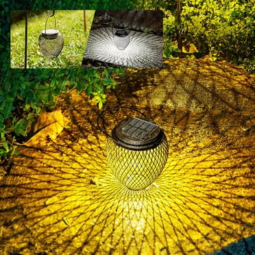 Dvkptbk Solar Light Solar Lanterns Outdoor Hanging Lantern Lights Hollowed-Out Metal Decor Lantern Led Decorative Garden Light Delicate Garden Decoration for Patio Solar Light