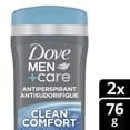 thumbnail image 2 of Dove Men+Care Antiperspirant Stick 72H Protection Clean Comfort, 2x 76 g, 2 of 6