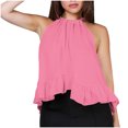 thumbnail image 2 of Weiqiqre Women's Clothing Adjustable Tie Neckline Ruffle Hem Sleeveless Flowy Halter Tops, 2 of 7