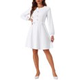 thumbnail image 1 of INSPIRE CHIC Robe de Travail à Manches Longues pour Femme avec Boutons Contrastants Décoratifs TG Blanc, 1 of 6