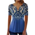 thumbnail image 1 of CEHVOM Mode Femme Décontractée Imprimé Col Rond Ample Manches Courtes T-shirt Haut Blouse Chandail Liquidation, 1 of 5