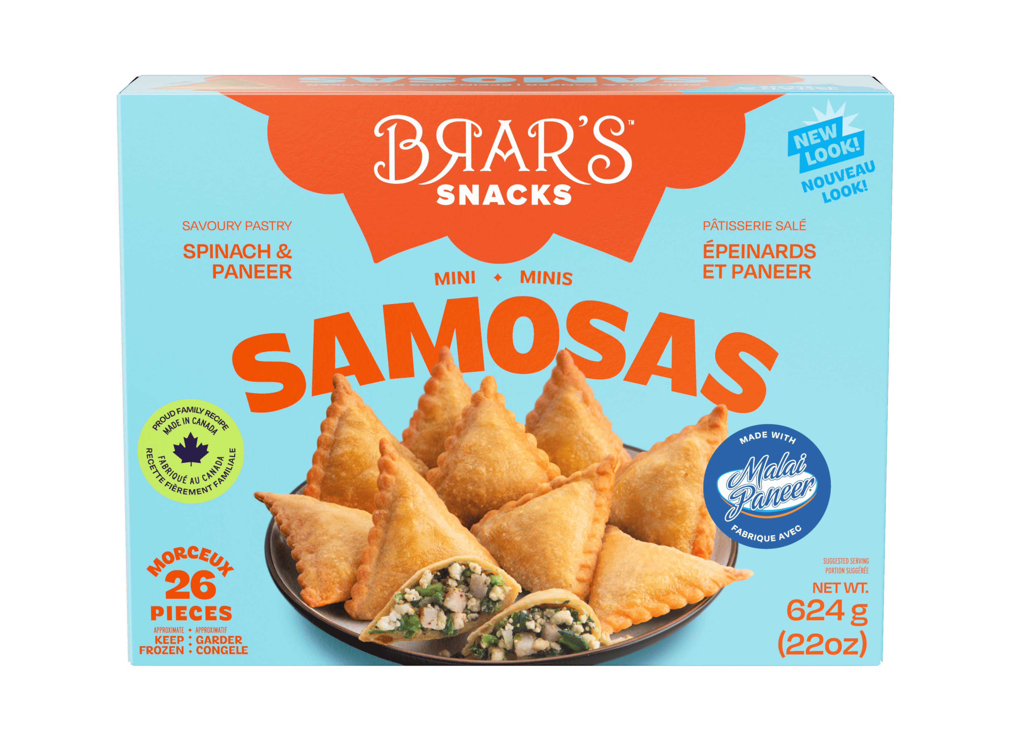 BRAR'S EPINARD ET PANEER FROMAGE SAMOSA FEUILLETEE DOREE, FARCH AUX EPINARDS ET PANEER
