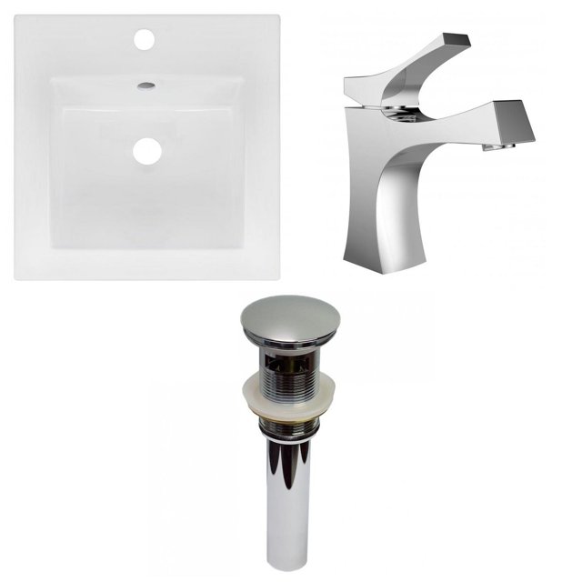 American Imaginations 16.5-in. W 1 Hole Ceramic Top Set In White Color - Overflow Drain Incl. AI-29792