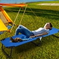 thumbnail image 3 of Gymax Folding Camping Bed Outdoor Military Cot Sleeping Blue, 3 of 10