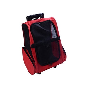 PawHut Sac de Transport pour Animaux, Boîte à Bagages pour Chat et Chien, Caisse à Roulettes avec Support Amovible, Rouge