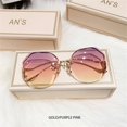 thumbnail image 2 of Irregular  Sunglasses Women Brand Designer Gradient Fashion Sun Glasses Female Rimless Metal Curved Temples, 2 of 8