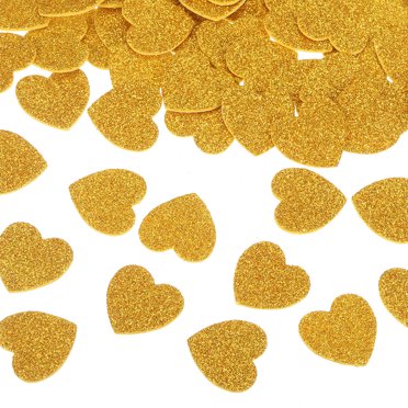 Uxcell 60Pcs Glitter Foam Stickers 1" Self-Adhesive Heart-Shape Stickers Gold