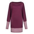 thumbnail image 4 of CEHVOM Robe Mini Décontractée pour Femmes Col Rond Ample Couleur Unie Patchwork Manches Longues Poches, 4 of 8