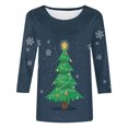 thumbnail image 4 of Chemises pour Femmes Décontractées à Imprimé de Noël Amples à Manches Trois Quarts à Col Rond Hauts de Style Professionnel Décontracté pour Femmes en Liquidation, 4 of 5