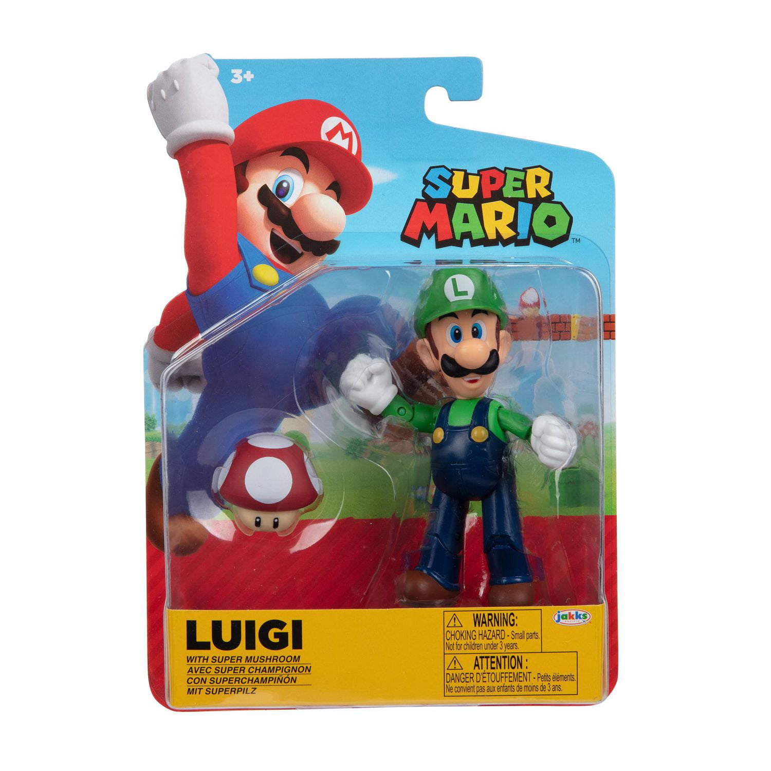 Figures 4 pouces du Monde de Nintendo - Luigi avec super champignon