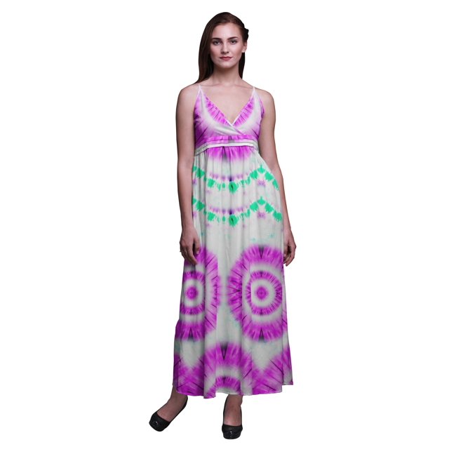 Bimba Robe Longue d'Été Sans Manches Teinture sur Nœuds pour Femme, Imprimé Teinture sur Nœuds, Décontractée, Maxi, Plage - Xxx-Grand