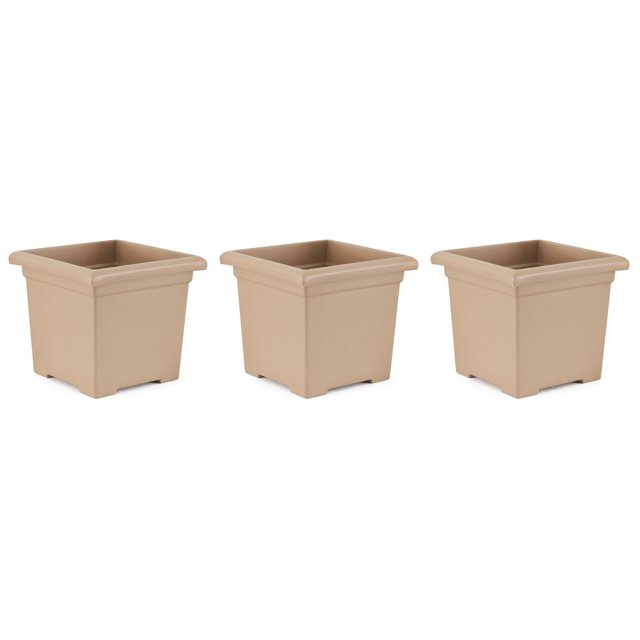 HC Companies Jardinière Carrée d'Extérieur 15,5 Pouces, Grès (Lot de 3)