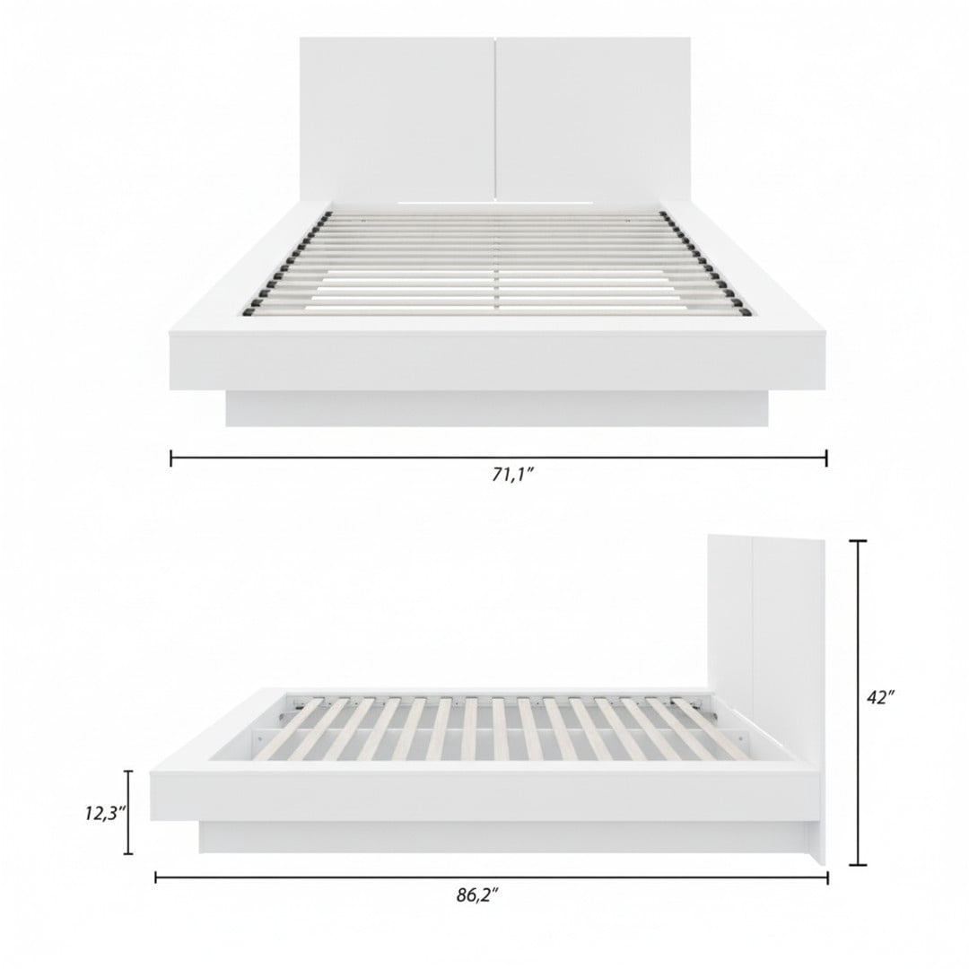 Lit plateforme Queen Nexera Napa avec tête de lit, Chêne blanc