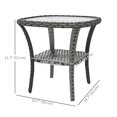 thumbnail image 3 of Outsunny Table Basse en Rotin pour l'Extérieur avec Tablette de Rangement, Gris Mélangé, 3 of 10