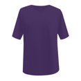 thumbnail image 5 of WEIYLL Tshirt for Women Ladies Basic Solid Color V Neck Short Sleeve Dark Purple Tops Sizes S, 5 of 5