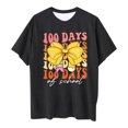 thumbnail image 5 of LUOGENLI T-Shirt pour Filles Enfants Mode Décontractée Imprimé Col Rond Ample Manche Courte T-Shirt Haut Maxi Hauts Ensemble Tendance Noir 10-11 Ans, 5 of 5