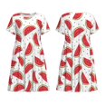 thumbnail image 3 of Bixox Robe d'Été à Manches Courtes pour Femme, Coupe Ample Évasée, Longueur Genou, avec Poches - Melon D\'eau, 3 of 7