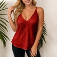 thumbnail image 2 of Plus Size Tank Tops for Women Loose Fit V-Neck Spaghetti Strap Sequin Ruched Waist Solid Top with Stretchy Lining, 2 of 7