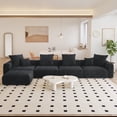 thumbnail image 1 of The Magic Home Canapé de Coin Convertible Modulable 4 Places en Velours Côtelé Noir,, 1 of 10