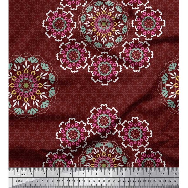 Soimoi Georgette Viscose Fabric Mandala Decorative Print Sewing Fabric Yard 42 Inch Wide
