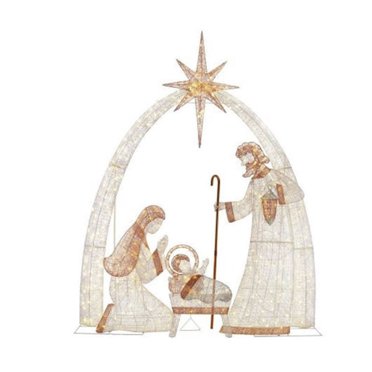 Nativity Scenes Lighted Christmas Outdoor Decoration Jesus Baby Nativity LED Christmas Light Up Figures Arch Decor