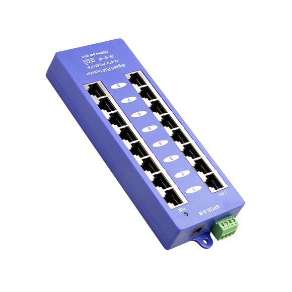 8 Port Gigabit Wall Mount Power Injectors with Overload Protect Suitable for Cameras & Wireless Access Points