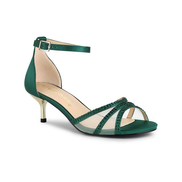 BLISSFUL STEP Sandales à Talons Aiguilles en Satin à Strass pour Femmes