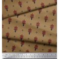 thumbnail image 3 of Soimoi Modal Satin Fabric Leaves & Floral Block Printed Fabric 1 Yard 42 Inch Wide, 3 of 4
