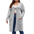 thumbnail image 1 of FAIWAD Women Long Cardigan Sweaters with Pocket Long Sleeve Ribbed Knit Open Front Coat, 1 of 7