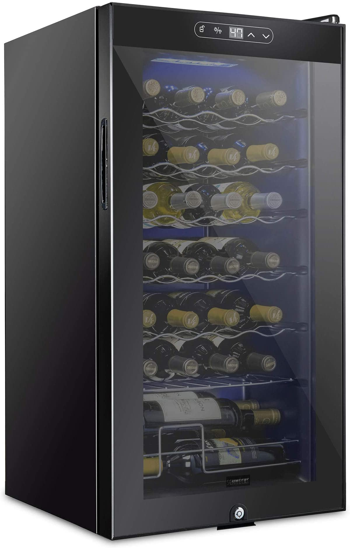 Réfrigérateur à vin Schmecke, réfrigérateur à vin autonome, refroidisseur à vin de 28 bouteilles