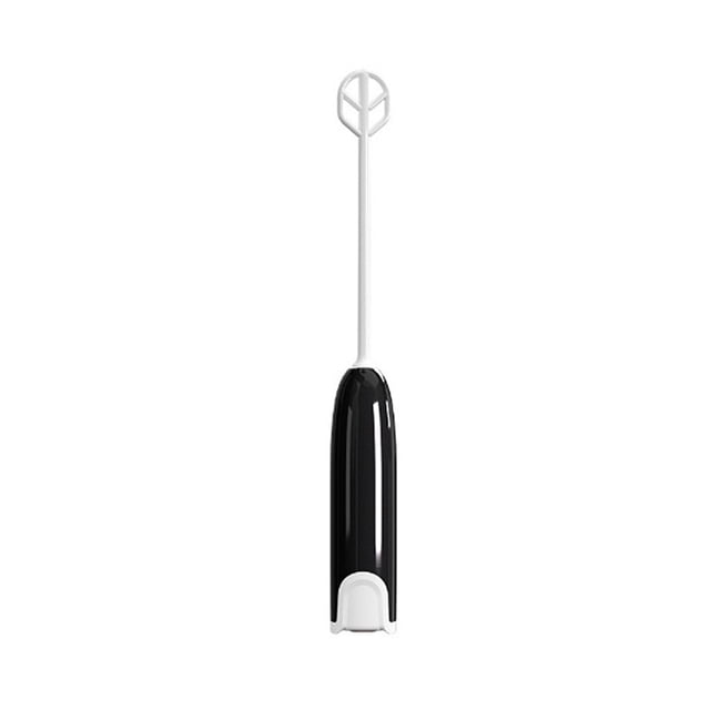 mmirethe Electric Stirrer Portable Reusable Detachable Battery Powered Button Control Replacement Home Kitchen Milk Tea Mixer Black White