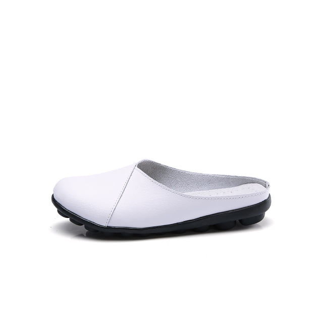 MAWCLOS Women Flats Comfort Clogs Slip On Lightweight Mules Closed Toe Driving Slides White 9.5