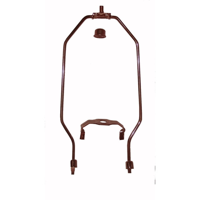 Atron Electro Industries 9 Inch Oil Rubbed Bronze Harp with a 9-inch oil rubbed bronze plated metal frame, including a harp saddle and top hat finial, designed to fit 9-inch lamp shades and complement fireplace tool sets.