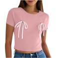 thumbnail image 4 of Pisexur Nouveau T-shirt à Manches Courtes Col Rond Imprimé Décontracté pour Femmes, Hauts d'Été pour Femmes Noir, m, 4 of 4