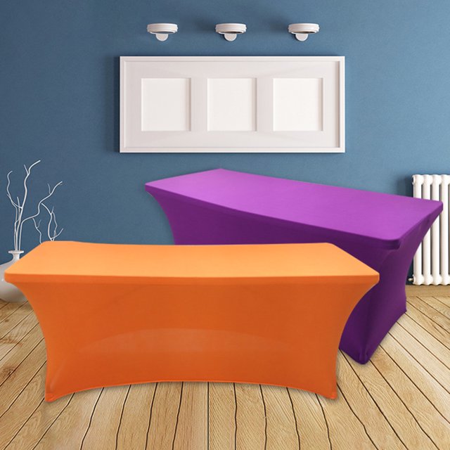 Table Cover Solid Color Stretchable Polyester Banquet Events Desk Cloth for Wedding