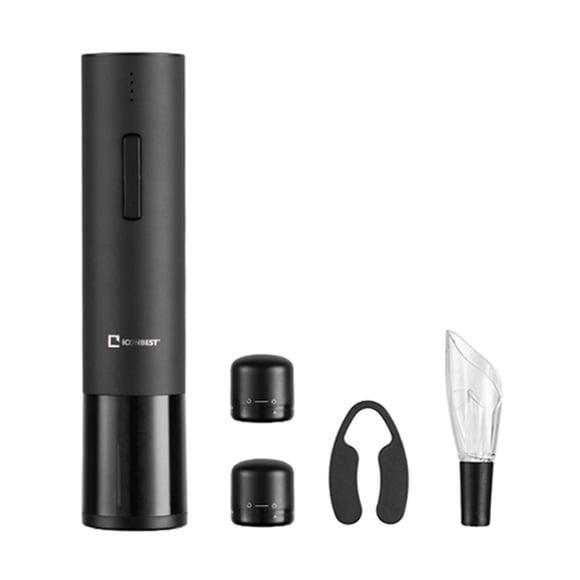ICON BEST Electric Wine Bottle Opener Set Rechargeable Automatic Corkscrew Contains Foil Cutter Wine Stoppers and Wine Aerator Pourer with USB Charging Cable for Wine Lover 5-in-1 Gift Set