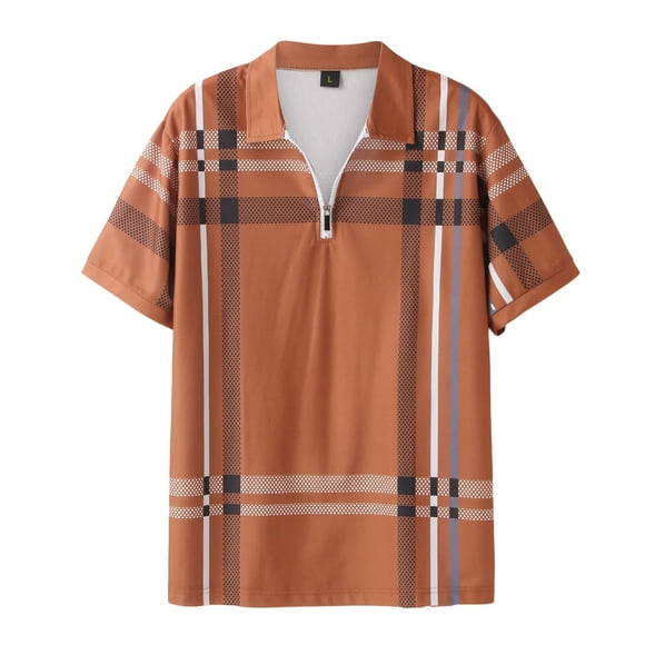 Ketyyh-chn99 Golf Polos for Men Casual Men's Shirts 2024 Short Sleeve Shirts Fitted Tops Khaki,L
