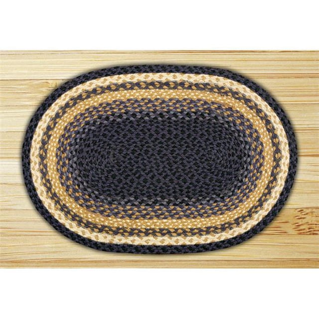 Earth Rugs 09-079 Lt. Bleu-Bleu Foncé-Moutarde Tapis Ovale