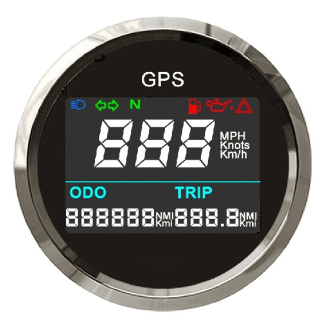 52mm Universal Digital GPS Speedometer Tripmeter Adjustable Odometer For Boat Yacht Motorcycle Car 2" 12V 24V With Alarm